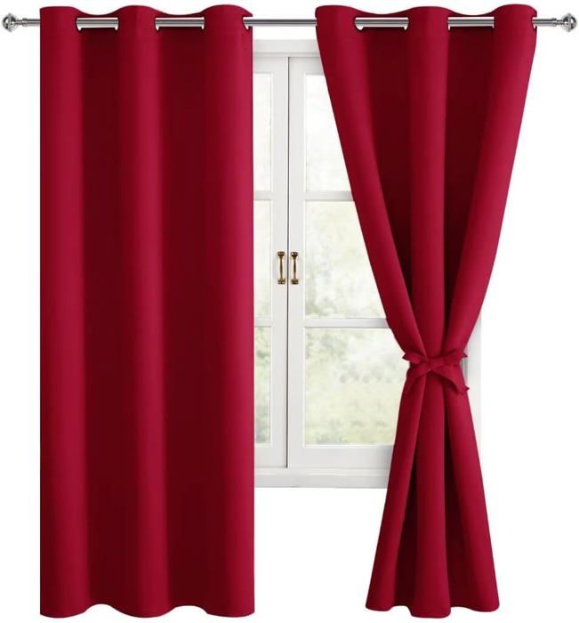 Rideaux Rouges Ouver Lot de 2 rideaux occultants avec illets - Rouge - 117 x 137 cm largeur ...