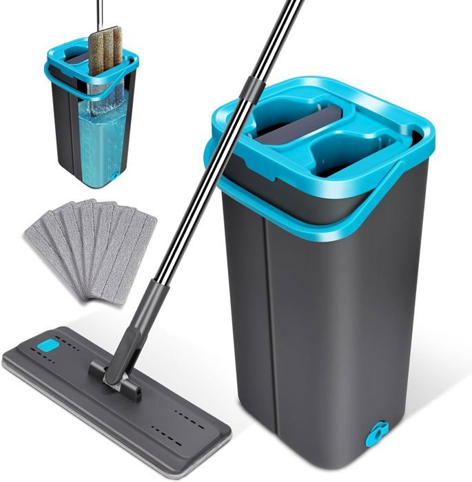 Balai Serpillère 130 Cm Avec Seau Essoreur 2 En 1 – Microfibre Rotative, Séparation Eau Propre/Sale Seau Serpillere 2 Compartiment Balai Serpillère 130 Cm Avec Seau Essoreur 2 En 1 – Microfibre Rotative, Séparation Eau Propre/Sale Seau Serpillere 2 Compartiment