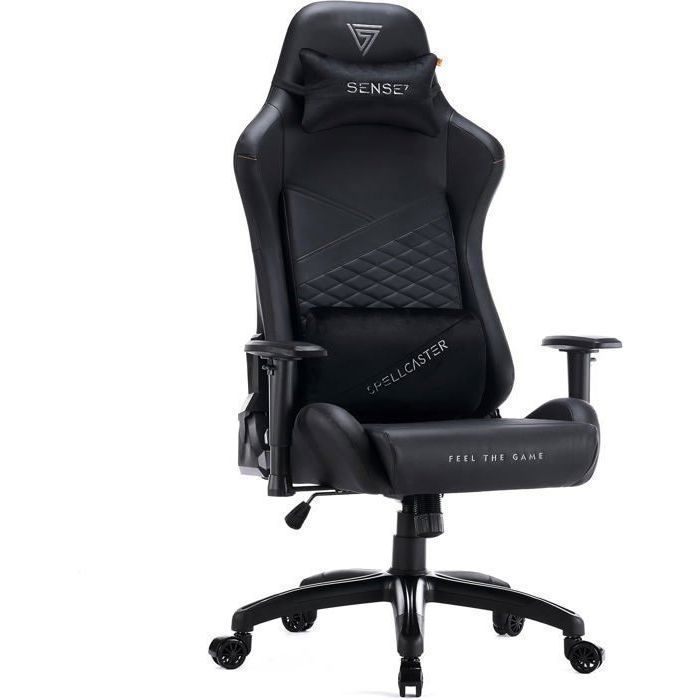 SENSE7 Spellcaster Senshi Edition Chaise de Gaming, Plaque HDF, Black, Extra Size