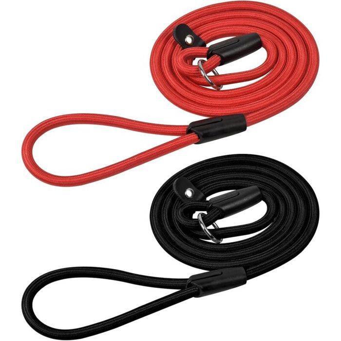 Meilleurs prix pour Laisse de Chien en Nylon Anti-Traction, Corde Solide pour Dressage, Idéale pour Petits à Grands Chiens (Noir+Rouge)