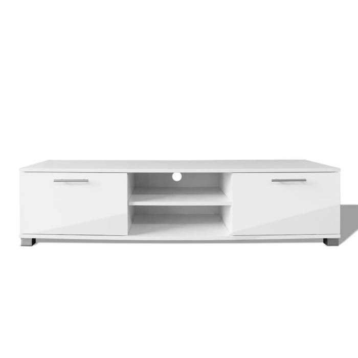 Meuble TV - Banc TV - Table TV - Blanc brillant - 120x405x35 cm - T509