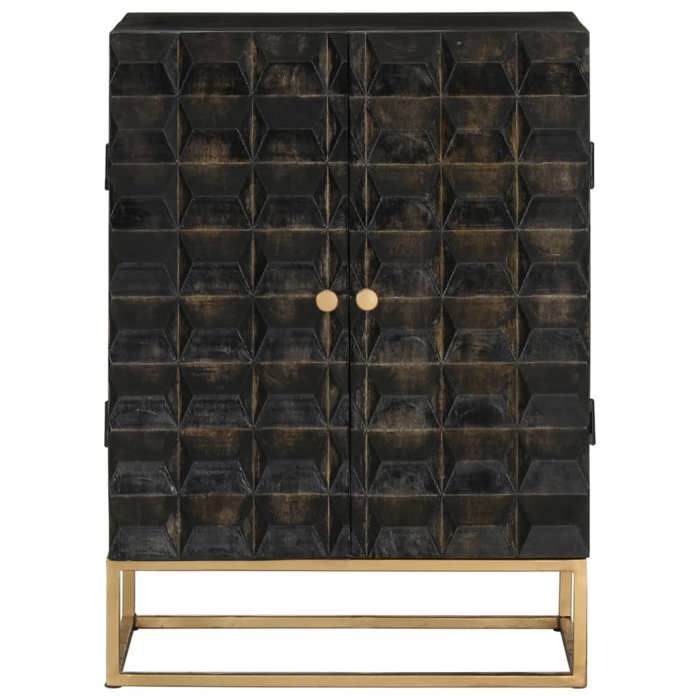 “SALE 2025”Buffet bas salon - Classique - Commode Buffet Noir 55x34x75 cm - bois massif de manguier et fer chill222886