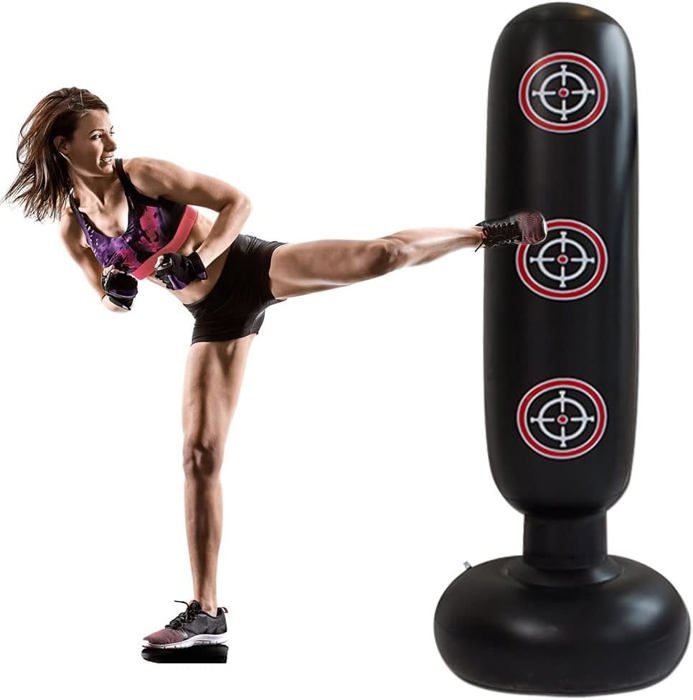 Sac de Boxe Gonflable, 160cm Sac de Frappe Boxe sur Pied, Fitness de Boxe  autoportant Tour Stand Fitness Target Sac