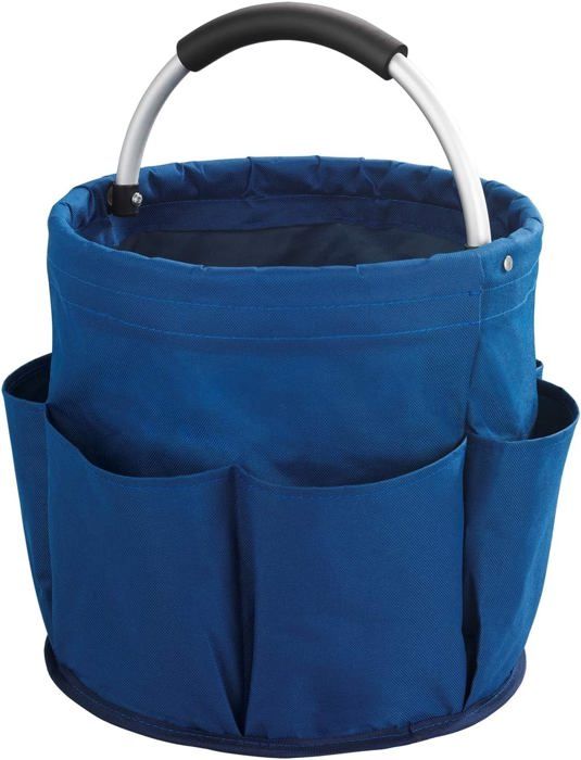 Meilleurs prix pour Paniers ménage, Sac de pansage pour équitation, Idéal pour ranger outils ou brosses, 6 poches extérieures, Bleu Diam28cmX H26.5cm