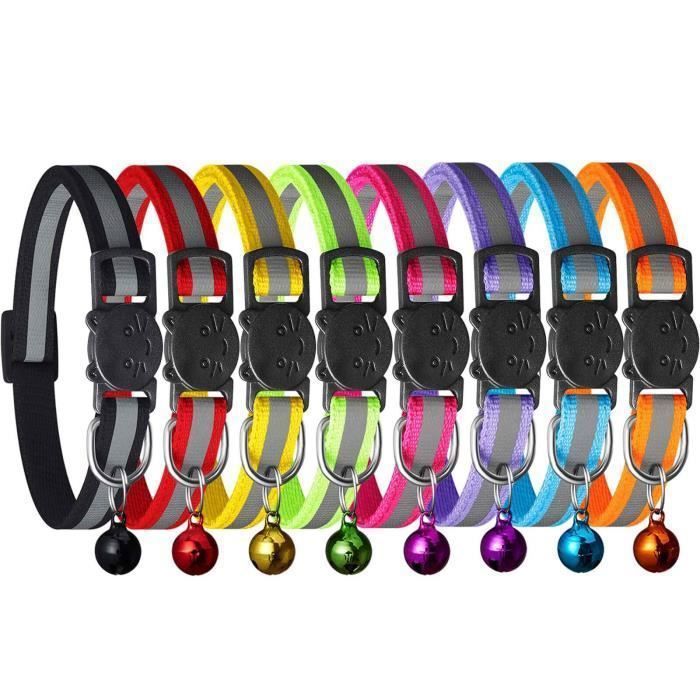 Meilleurs prix pour Colliers réfléchissants pour chat, colliers et grelots anti-étranglement pour chaton, colliers réglables pour chat