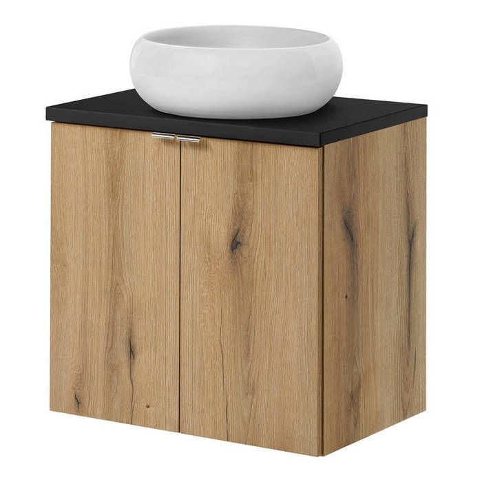 Meuble sous-lavabo avec vasque rond Newport 60 x 72 x 40 cm effet chêne noir Meuble sous-lavabo avec vasque rond Newport 60 x 72 x 40 cm effet chêne noir