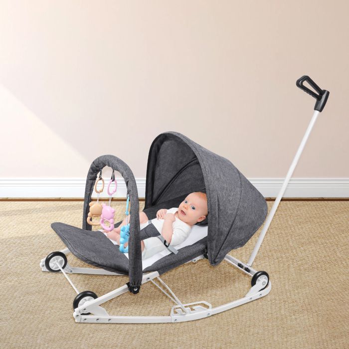 JEOBEST Chaise Transat Bebe 2-en-1 avec Arche à Jouets pour Nouveau-Né à 1 an Léger et Compact Capacité de Charge 15kg