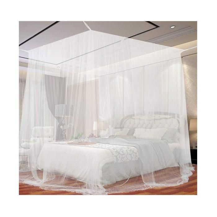 Moustiquaire de Lit Grand Carrée Moustiquaire pour Lit Extra Large Moustiquaire Baldaquin Intérieur - Blanc (190 x 220 x 210cm)