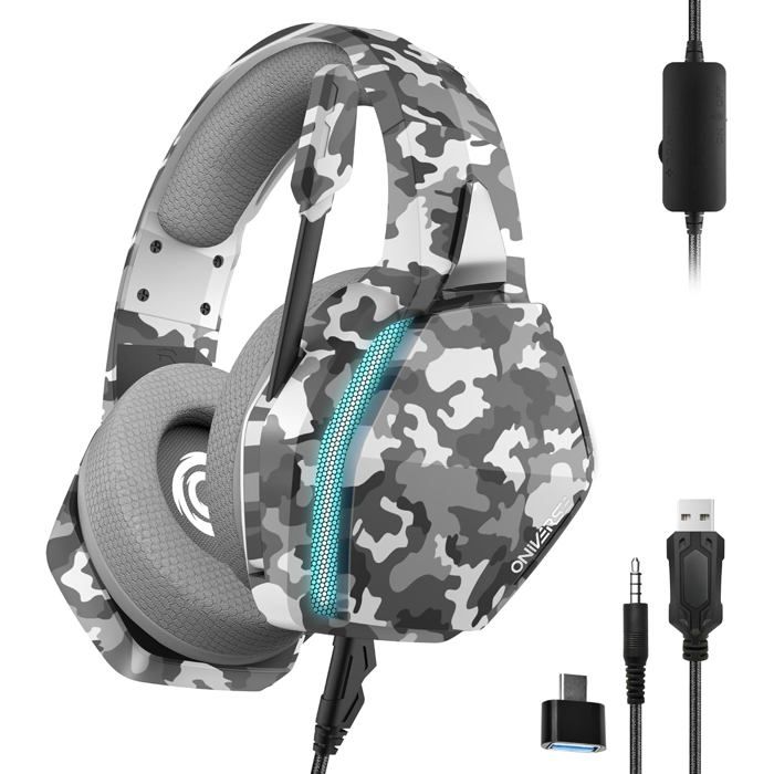 Oniverse Casque Gaming PS5 PS4 Switch Xbox PC Mac avec Micro réglable