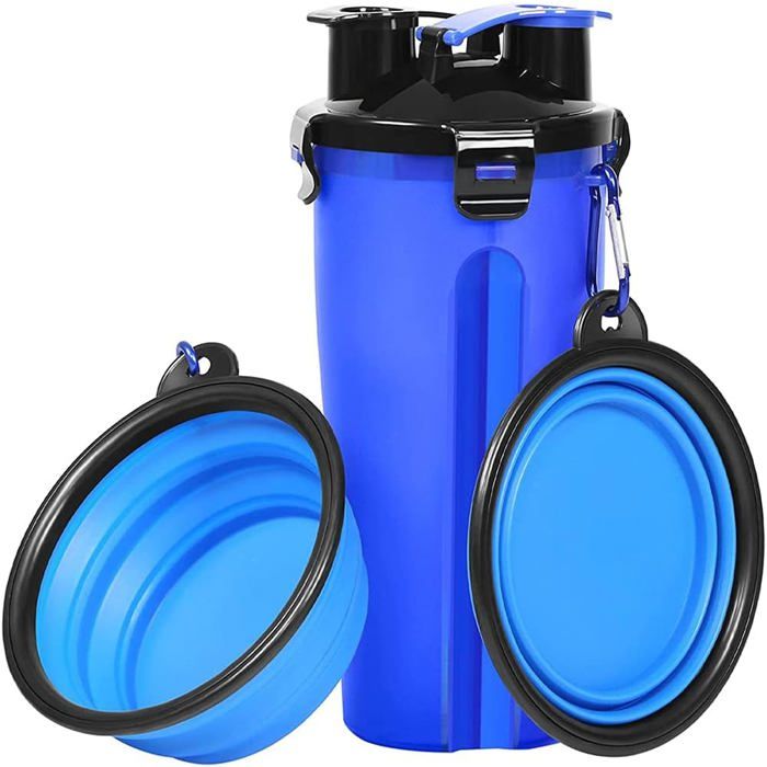 Bouteille deau portable pour chien avec 2 bols pliants 1 bouteille deau et nourriture pour chien pour chat bouteille de voyage