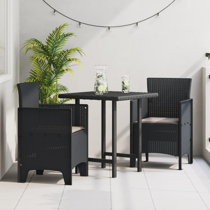 Moderne Fauteuil/Siège dExtérieur Chaises de jardin avec coussins 2 pcs Anthracite Poly Rattan @FR(779352)