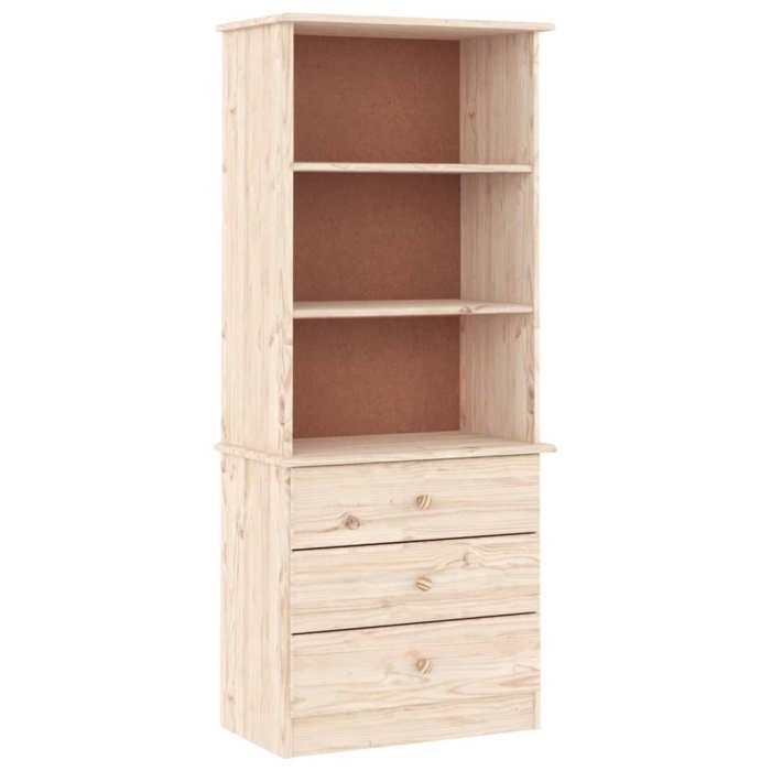 Bibliothèque/Meuble Étagère contemporain avec tiroirs ALTA 60x35x142 cm bois massif de pin（3021289）ZKY