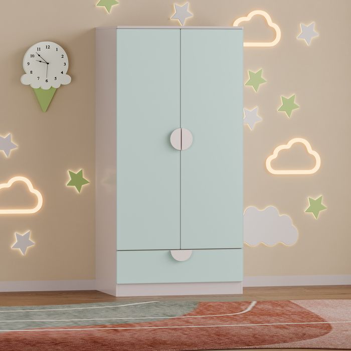 Armoire pour enfants Sandnes 123 x 60 x 40 cm blanc vert menthe