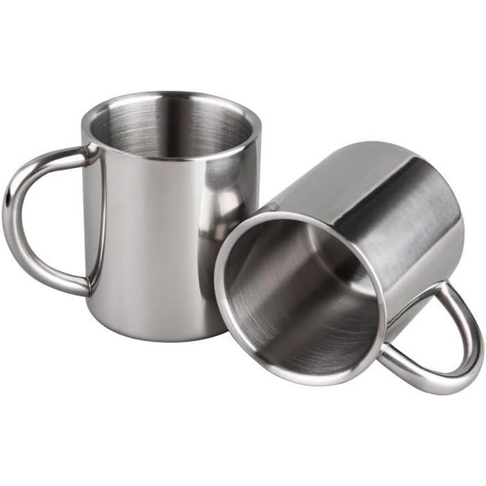 Tasse à café, BuyWeek 400mL 304 en acier inoxydable double couche anti-brûlure café tasse de bière(Or rose Tasse à café, BuyWeek 400mL 304 en acier inoxydable double couche anti-brûlure café tasse de bière(Or rose