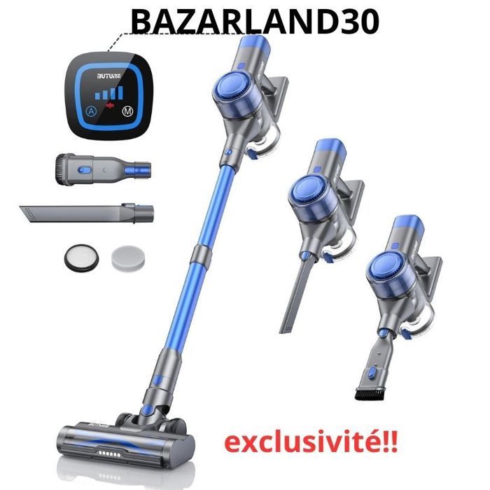 Aspirateur sans fil - BAZARLAND30 - BUTURE - Batterie amovible - 55 minutes dautonomie - Écran tactile LED - Bazarland30
