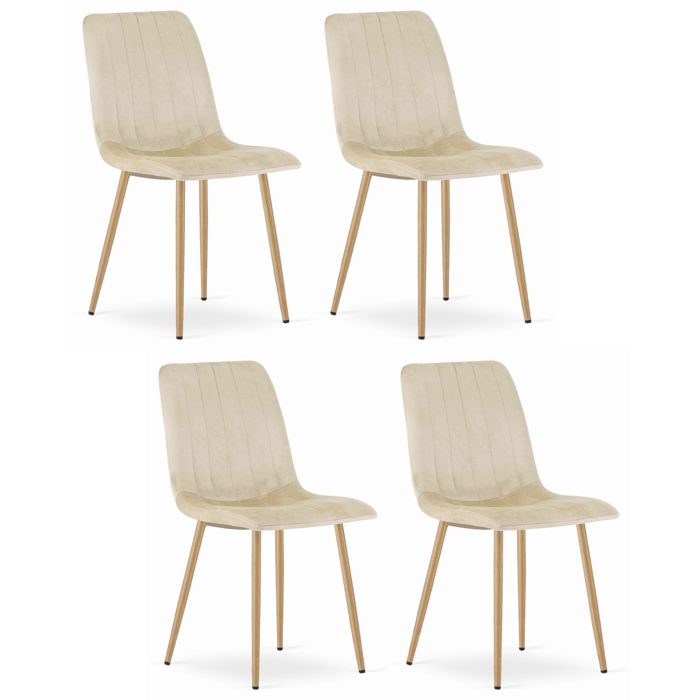 Chaise Komodee ORSARA - 4 Pieces - BEIGE CLAIR Tapisser en velours 51 x 43 x 90 cm Chaise Komodee ORSARA - 4 Pieces - BEIGE CLAIR Tapisser en velours 51 x 43 x 90 cm