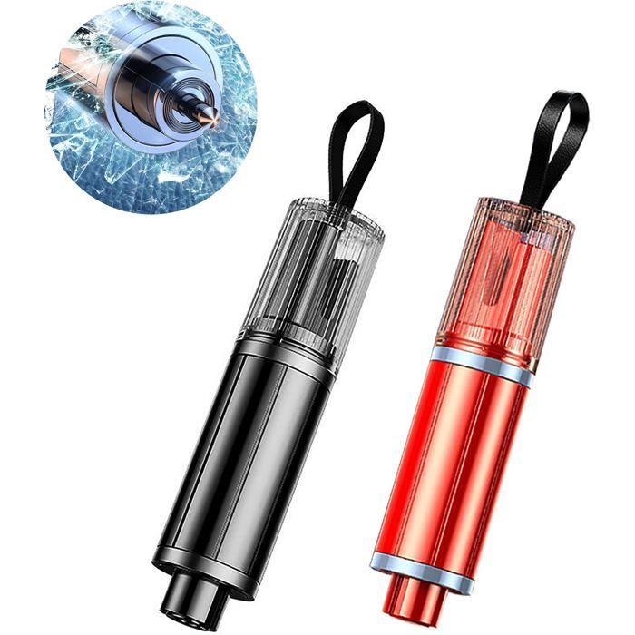 Marteau De Sécurité pour Voiture 2 en 1 Coupe Ceinture Brise Vitr Outil De Secours durgence Essentie[ Noir + Rouge ]