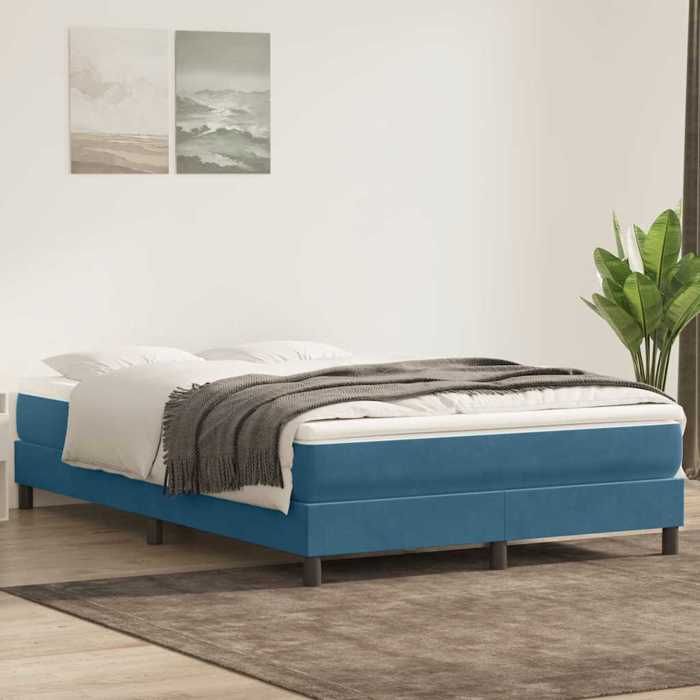 Sommier à lattes en velours - UU - 160x210 cm - Bleu foncé - Velours doux - Soutien optimal - Pieds robustes