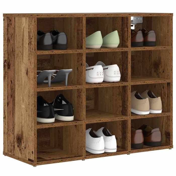 PROMOTION Cabinet/meuble à chaussures Banc à chaussures industriel avec étagère Bois ancien 775x30x67 cm 242487
