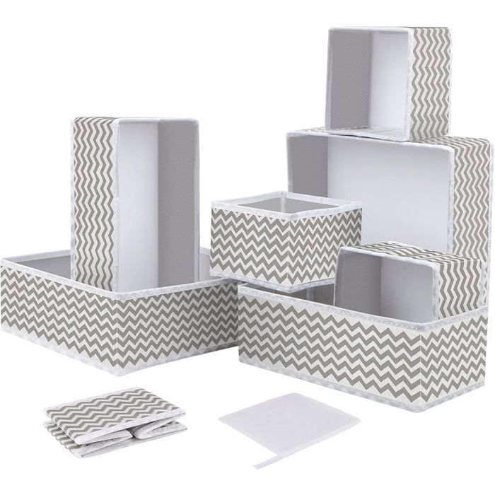 Ensemble 8 Boîtes Rangement Pliables Toile de Jute - Organisateurs Tiroirs Étagères Armoires Soutiens-gorge Chaussettes