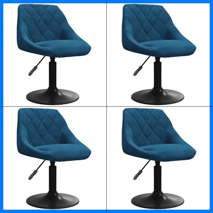 NEUF 2026 CHIC Chaise pivotante à dîner SWEETY Pour cuisine/salon Set de 4 bleu velours 46x44x(62.5-77.5) cm CCC2489