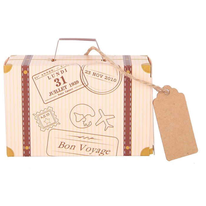 Boîtes de Faveur de la Valise Vintage Sac de Bonbons pour les Décorations de Mariage à Thème de Voyage