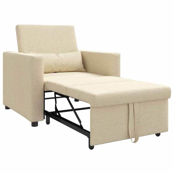 TOP 2026 Canapé Lit Simple - Petit sofa - Pour salon - avec des roues Crème 90x165x87 cm tissu FF31
