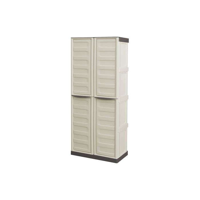 Armoire Haute Porte-balais En Polypropylène Ligne Spazio Beige Et Marron 70 X 39 X 165 Cm
