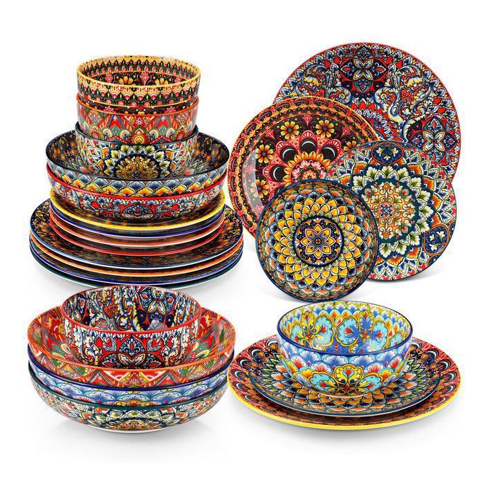 vancasso Vaisselle Série LUMI 24pcs Design à Motif Double Face avec Ensemble Assiette et Bol - pour 6 Personnes vancasso Vaisselle Série LUMI 24pcs Design à Motif Double Face avec Ensemble Assiette et Bol - pour 6 Personnes