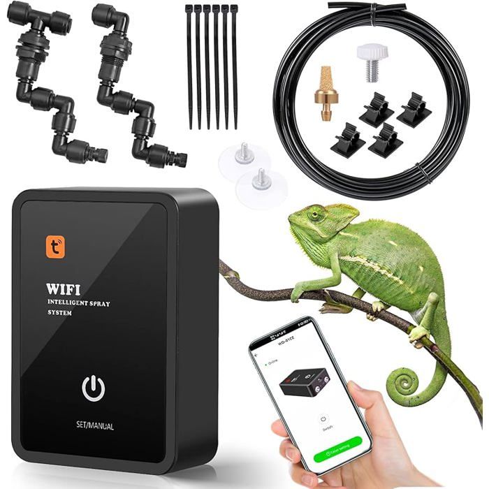 Système de Brumisation Intelligent pour Reptiles Système de brumisation Automatique avec Double tête Réglable à 360° HUMIDIFICATEUR