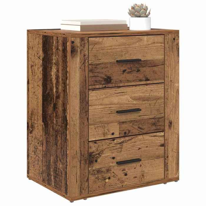 Table de lit - Marron - Cabinet de chevet - 1 pc - Bois ancien 35x50x60 cm Bois dingénierie T5202