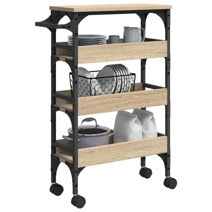 Stable&Durable - Marron - Chariot de cuisine - Chêne Sonoma 53x20x76 cm - Chariot Desserte HS770841004