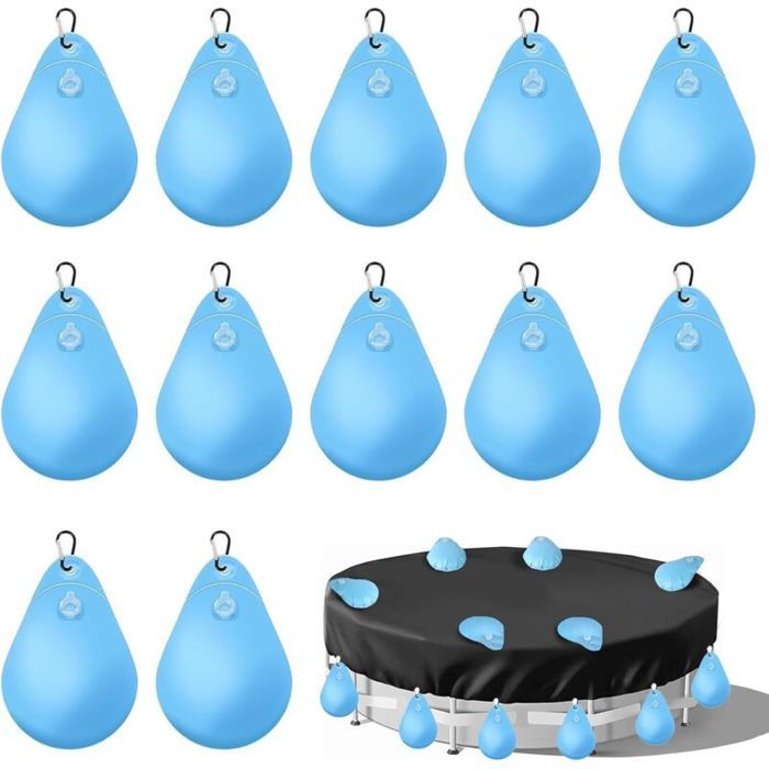 Lot 12 sacs eau piscine avec crochets PVC anti-fuite poids pour bâche hiver