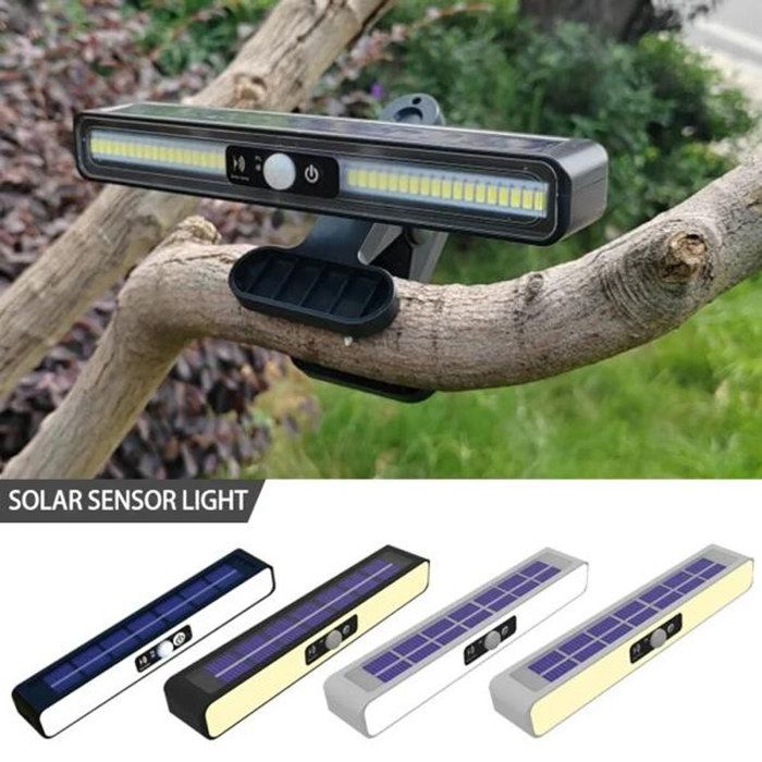 Lampe Solaire Applique Murale - LED avec Détecteur et Clip IP65 Étanche pour Jardin Éclairage Extérieure Noir Lumière blanche