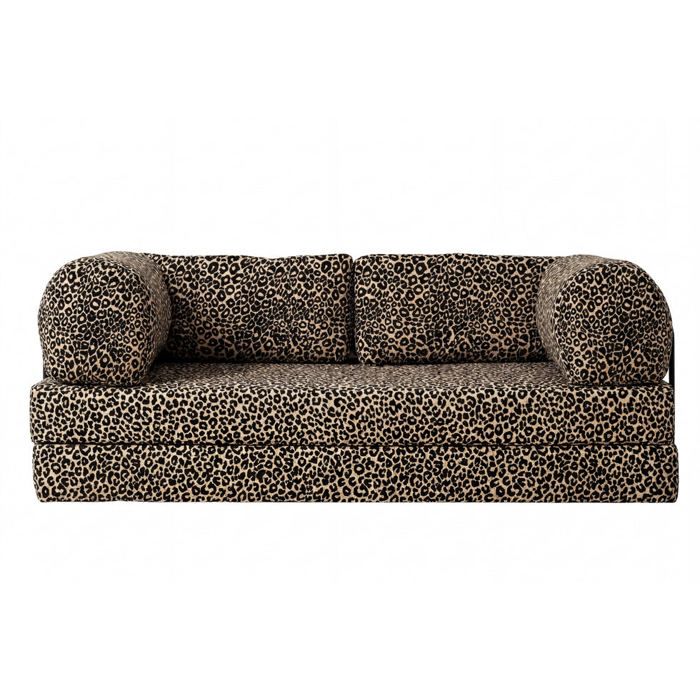 COSIMA - Canapé droit convertible tissu sauvage Café COSIMA - Canapé droit convertible tissu sauvage Café