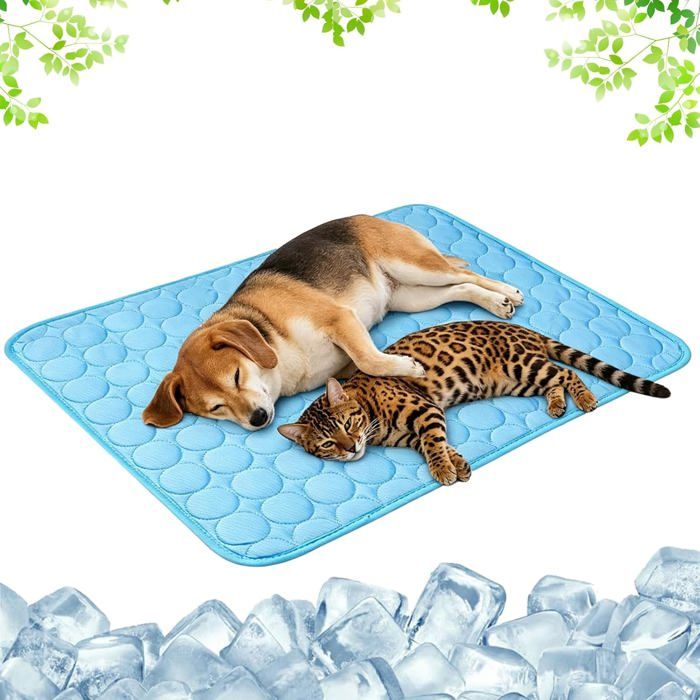 Tapis Rafraîchissant ChienTapis Rafraîchissant ChatCouverture Portable et Durable pour Animaux de CompagnieLavable(Bleu foncéXS)