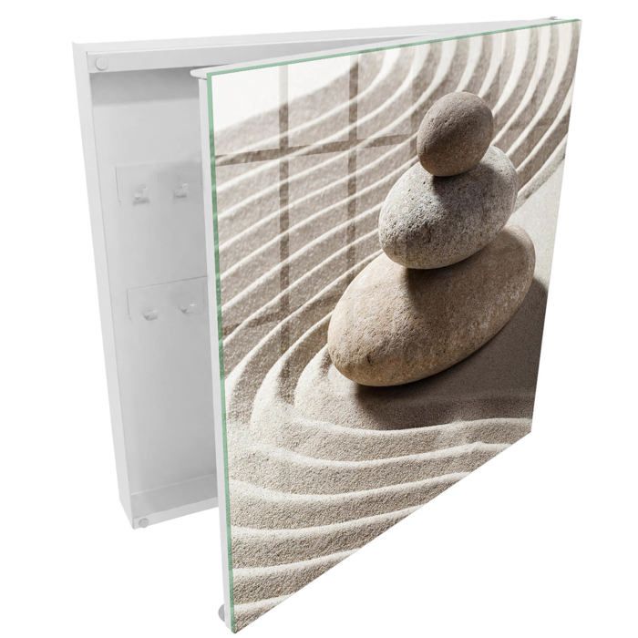 Armoire à clés decorative composition zen Motif imprimé Blanc Souvre vers la droite 30x30x5 Tulup