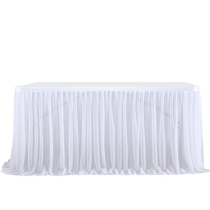 Jupe de Table Tulle Blanc 275x77cm Maille Moelleux pour Mariage Anniversaire Fête Bureau Romantique Corvina