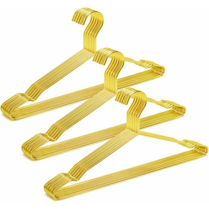 30 Cintres en métal doré finition brillante robustes pour manteaux et vestes organisation dressing .