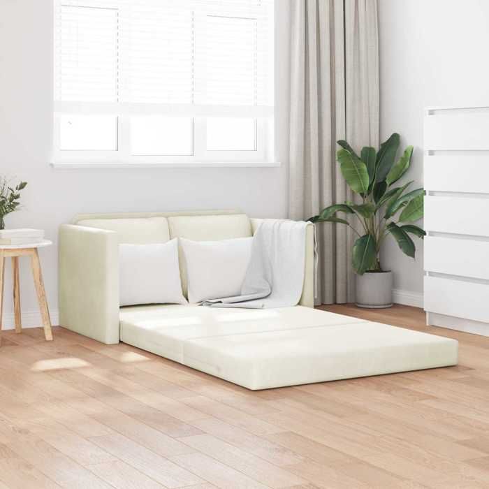 Magnifique Sofa-lit convertible - VIDAXL - Canapé Adulte/enfants - 122cm Crème Velours&01_1103