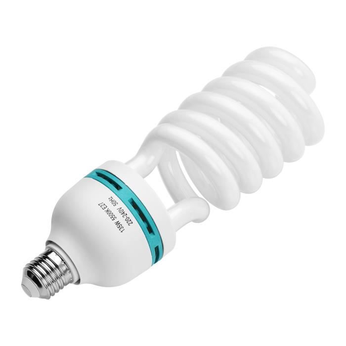Ampoule Fluorescente Spirale 135W 5500K E27 - Lumière Jour Pour Studio Photo Vidéo