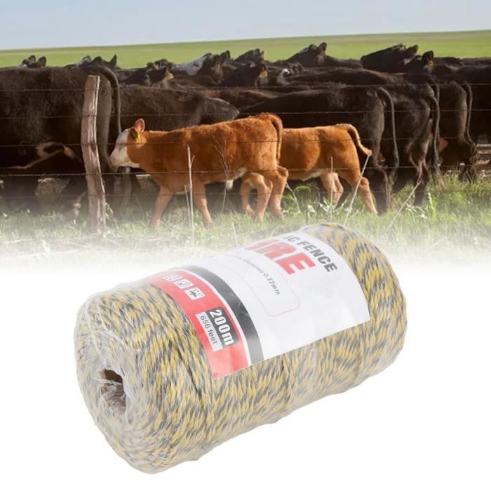 Fil électrique Polywire 200 M - 3 Brins Acier Inoxydable, Portable Pour Clôture Temporaire