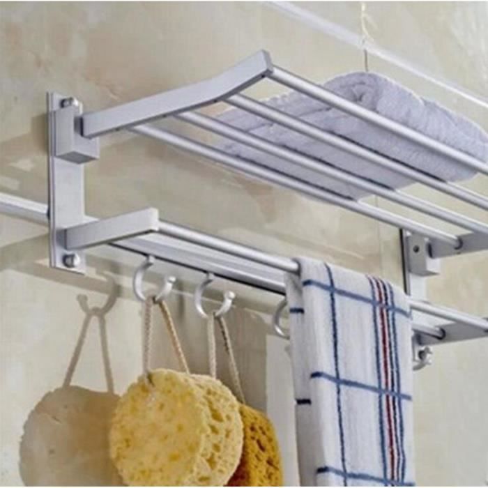 aluminium Épaississant Pas de forage mural étagère douche pour la cuisine Yeegout adhésif étagère de salle de bain avec porte-serviettes et crochets 1 niveau 