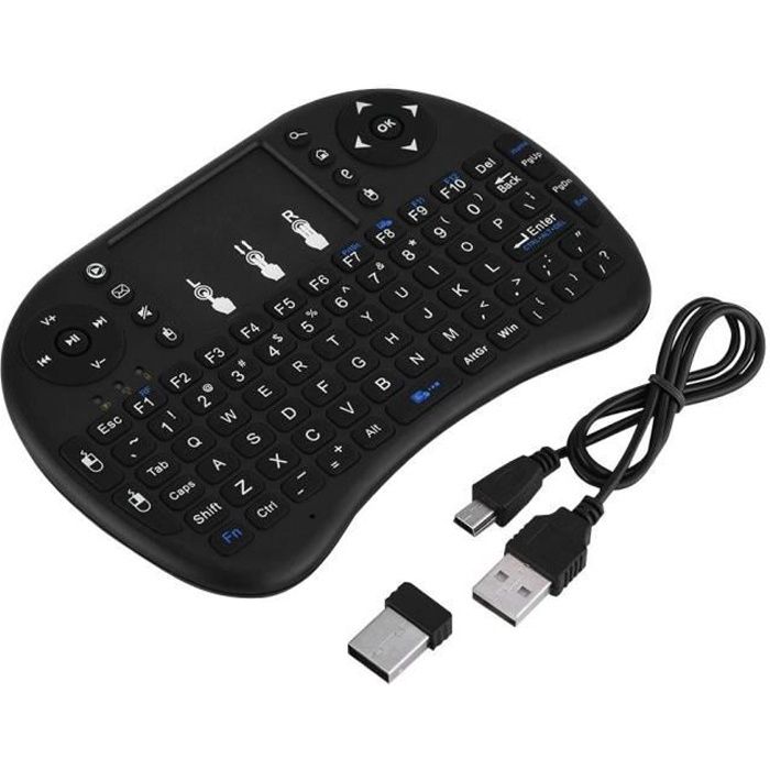 Clavier sans Fil - Non spécifié - Mini Clavier Rétroéclairé - Bluetooth - Souris Tactile - Noir