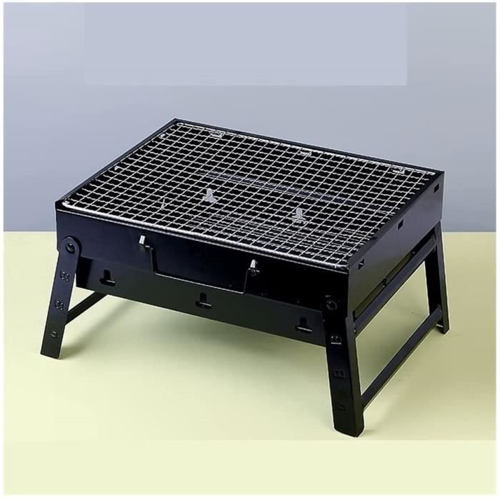 Barbecue à Charbon Pliant Portable, Grill Charbon de Bois, BBQ de Table en Acier Inoxydable