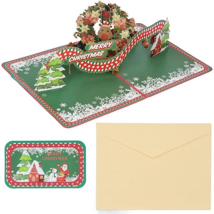Lot De 5 Cartes De Voeux Double Joyeux Noël Avec Enveloppes Kraft