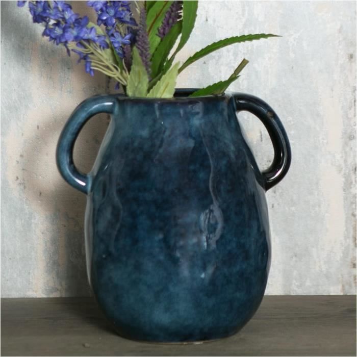PORCER Vase En Céramique Antique De 24 Cm, Vase En Terre Cuite Avec Poignée, Décoration Bohème, Vase Rustique Pour Décoration D'intérieur, Salon, Entrée, Mariage – Design Vieilli, Gris