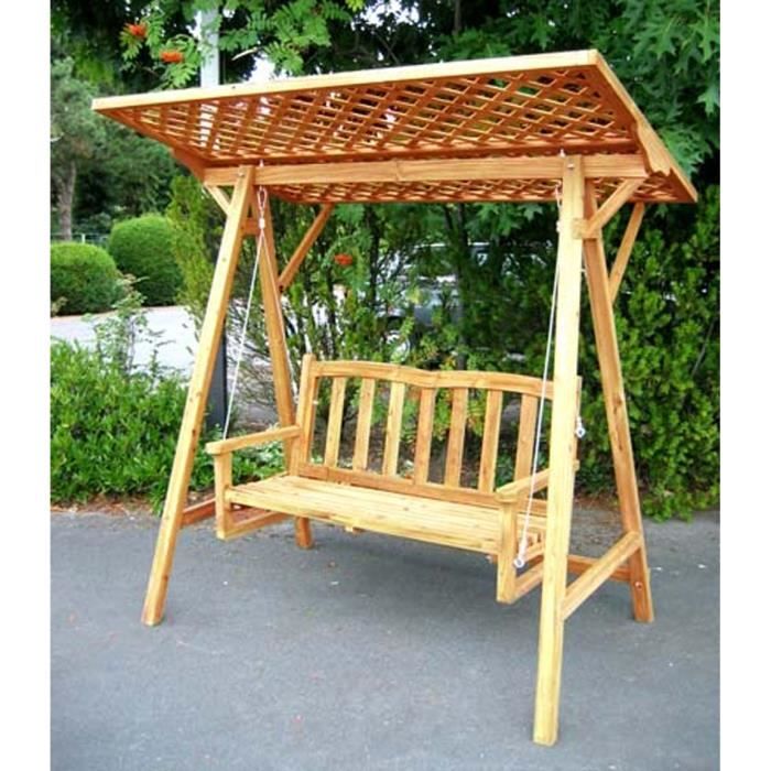 Banc à bascule Balançoire HOLLYWOOD en bois - Cdiscount Jardin