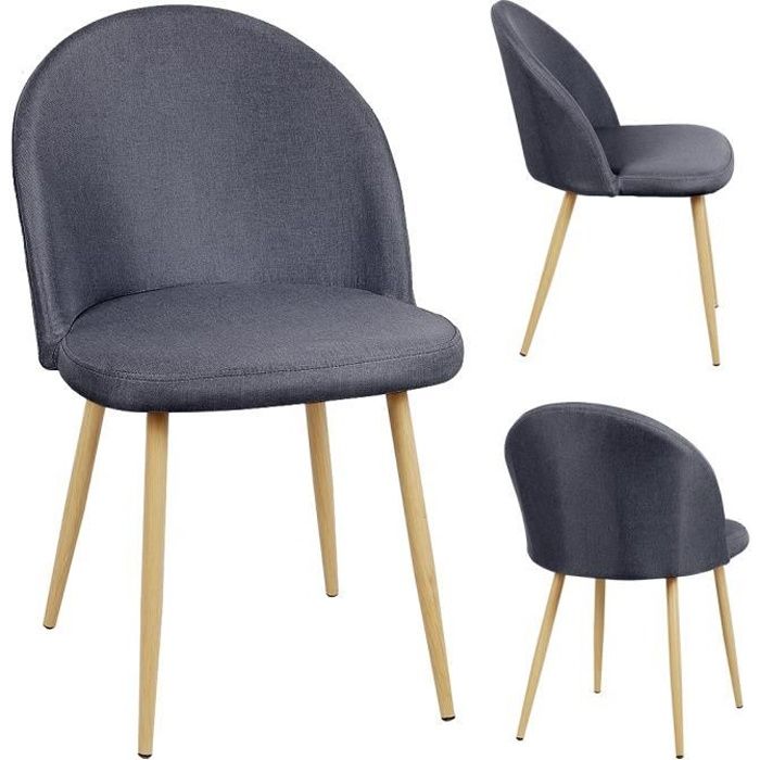 PAS CHER ! Lot de 4 Chaises design Scandinave tissu gris , Salle à Manger,  Salon, Bureau ou Cuisine - Cdiscount Maison