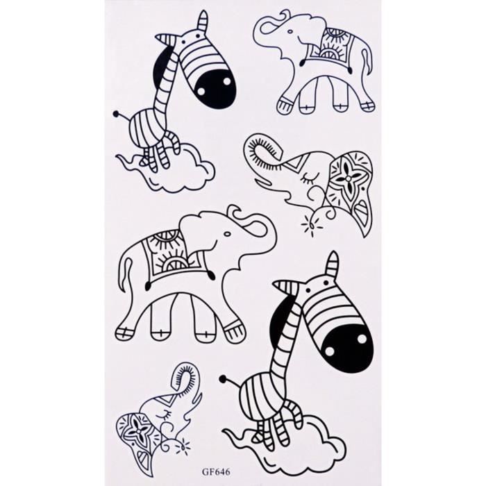 Tatouages Temporaire Eléphant Girafe 6 Stickers Cdiscount Au quotidien